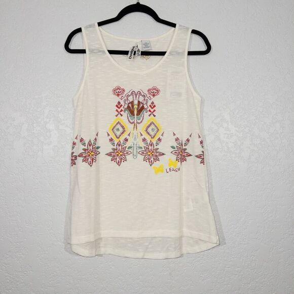 NWT Desigual White Embroidered Learn‎ Tank Top Size Small - Picture 2 of 8